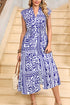 Boho Floral Shirred Waist V Neck Midi Dress